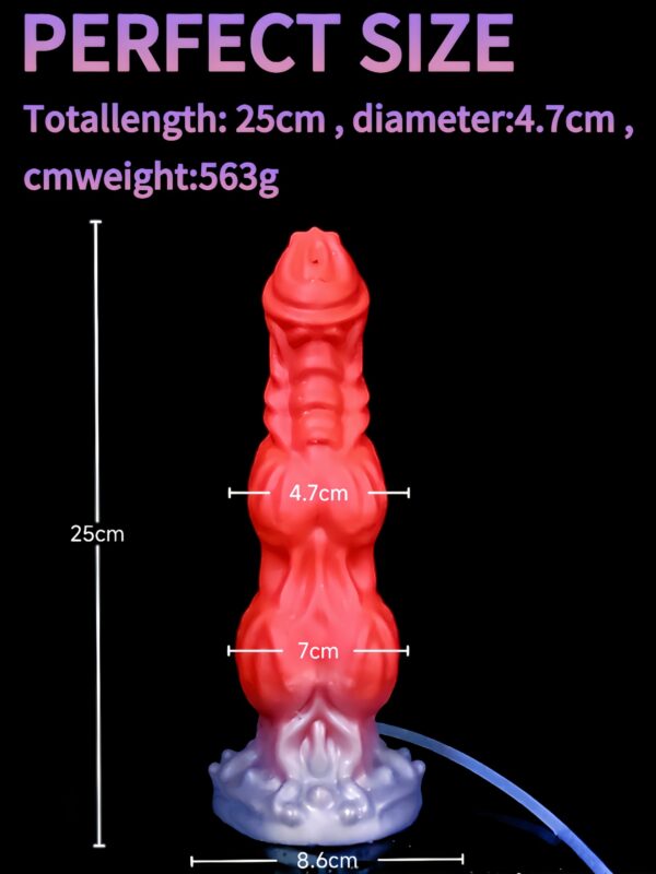 size of Squirting Dog Squirting Knotted Dildo