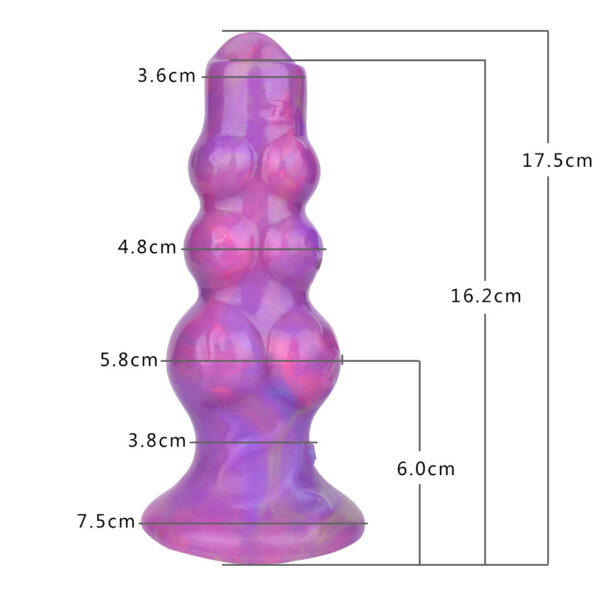 size of Purple Dog Fluorescence Luminous Ovipositor Knot Dildo sex toy