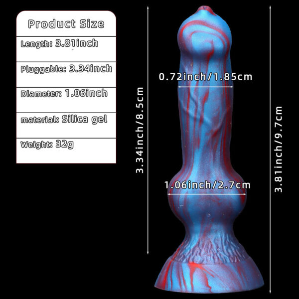 size of Blue Dog Knot Small Dildo suction cup dildo