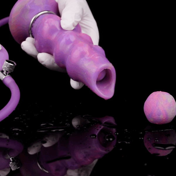 live Purple Dog Fluorescence Luminous Ovipositor Knot Dildo