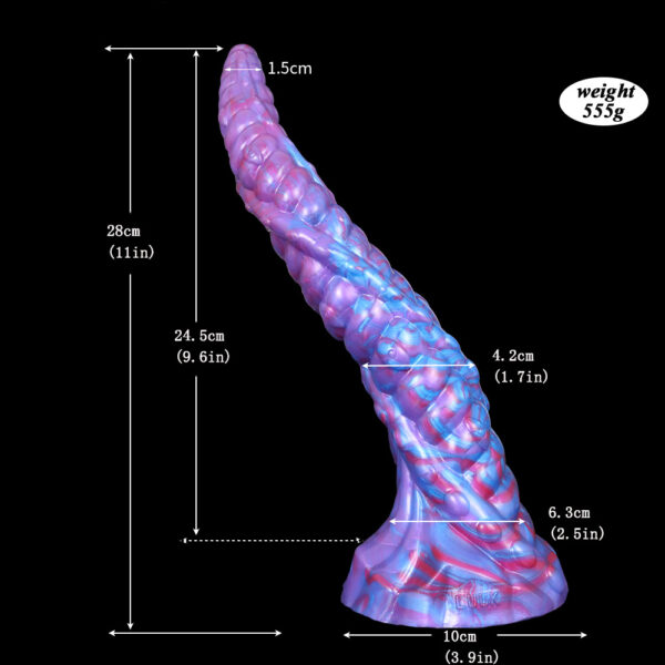 size of Spiral Chain Tentacle Dildo Suction cup dildo